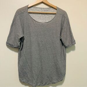 LOFT Women's Striped Black White Linen Tee Shirt size large